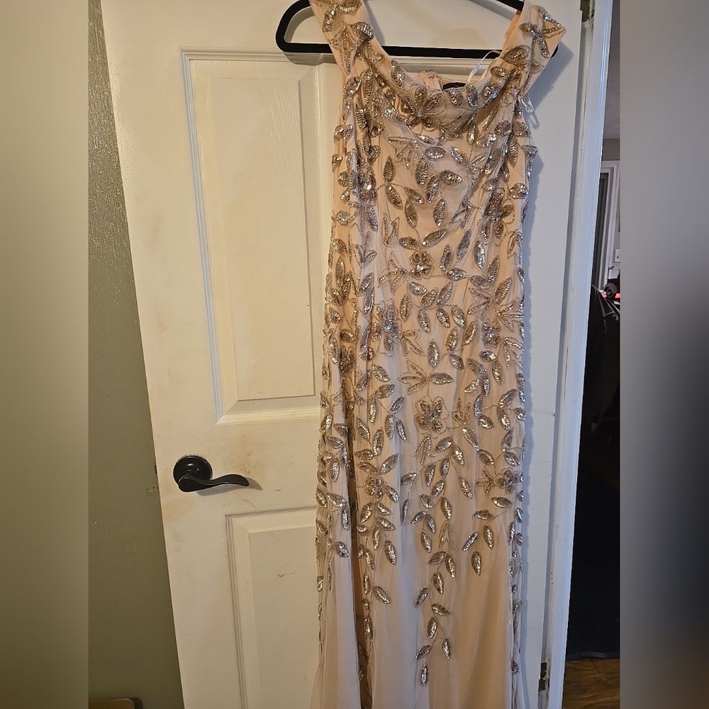 Adrianna Papell Pale Pink  Embellished Gown